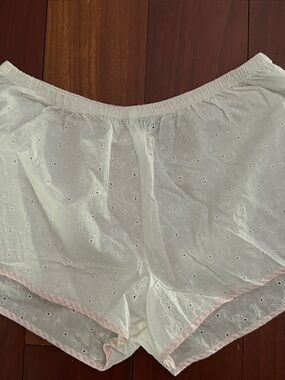 Lindex mWhite Eyelet Peasant Top with Pink Trim
